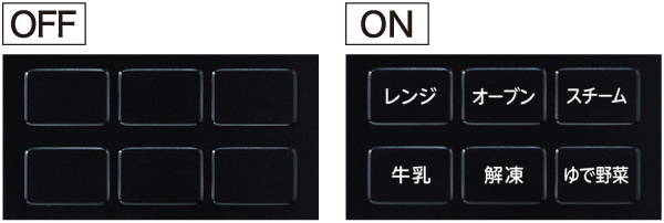 使うときは文字が光って操作をお知らせ。